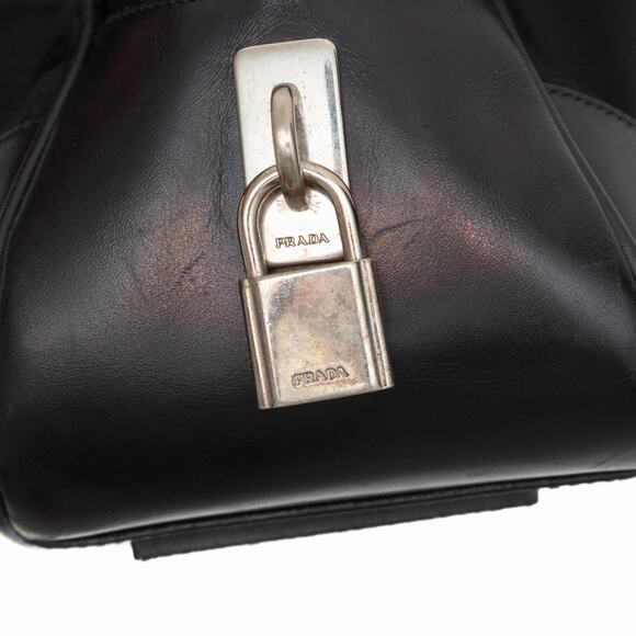 PRADA Tessuto Nylon Triangle Logo Bauletto Bag Black Vintage Y2K RARE - Picture 14 of 15